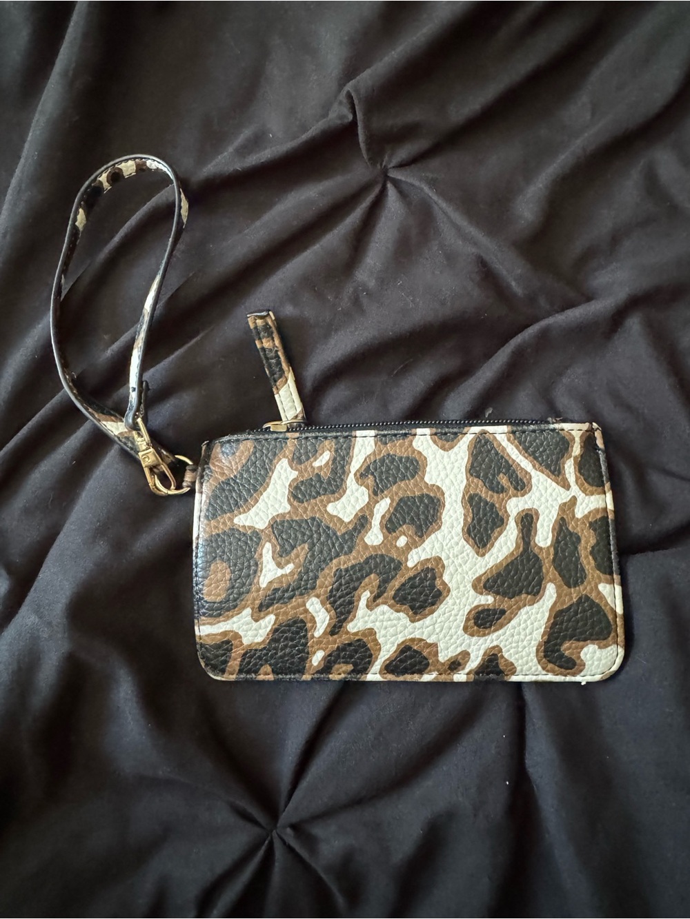 Leopard Print Wristlet Wallet - Brown/Black